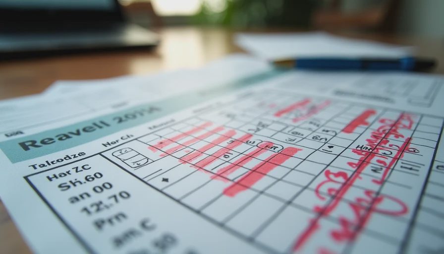 A close-up documentary photo of a printed travel itinerary with red ink corrections and strikethroughs.