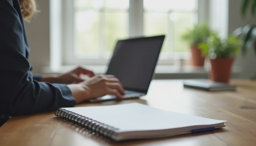 A candid documentary photo of a remote professional working at a desk by a window.